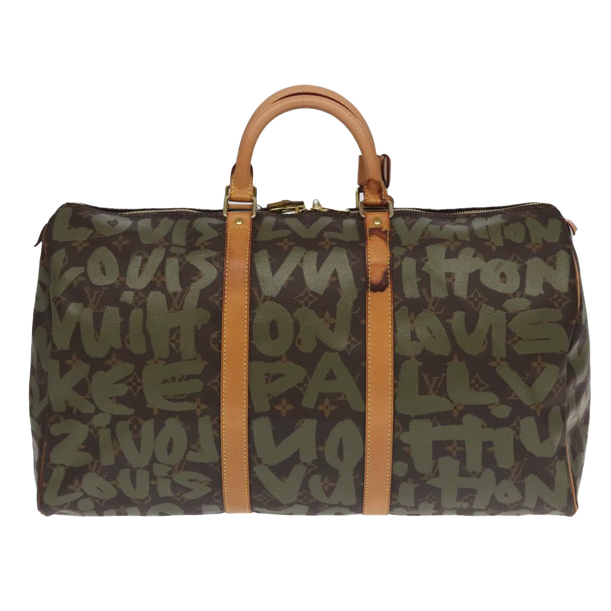 Louis Vuitton Keepall 50 Khaki Canvas Travel Bag (Pre-Owned)