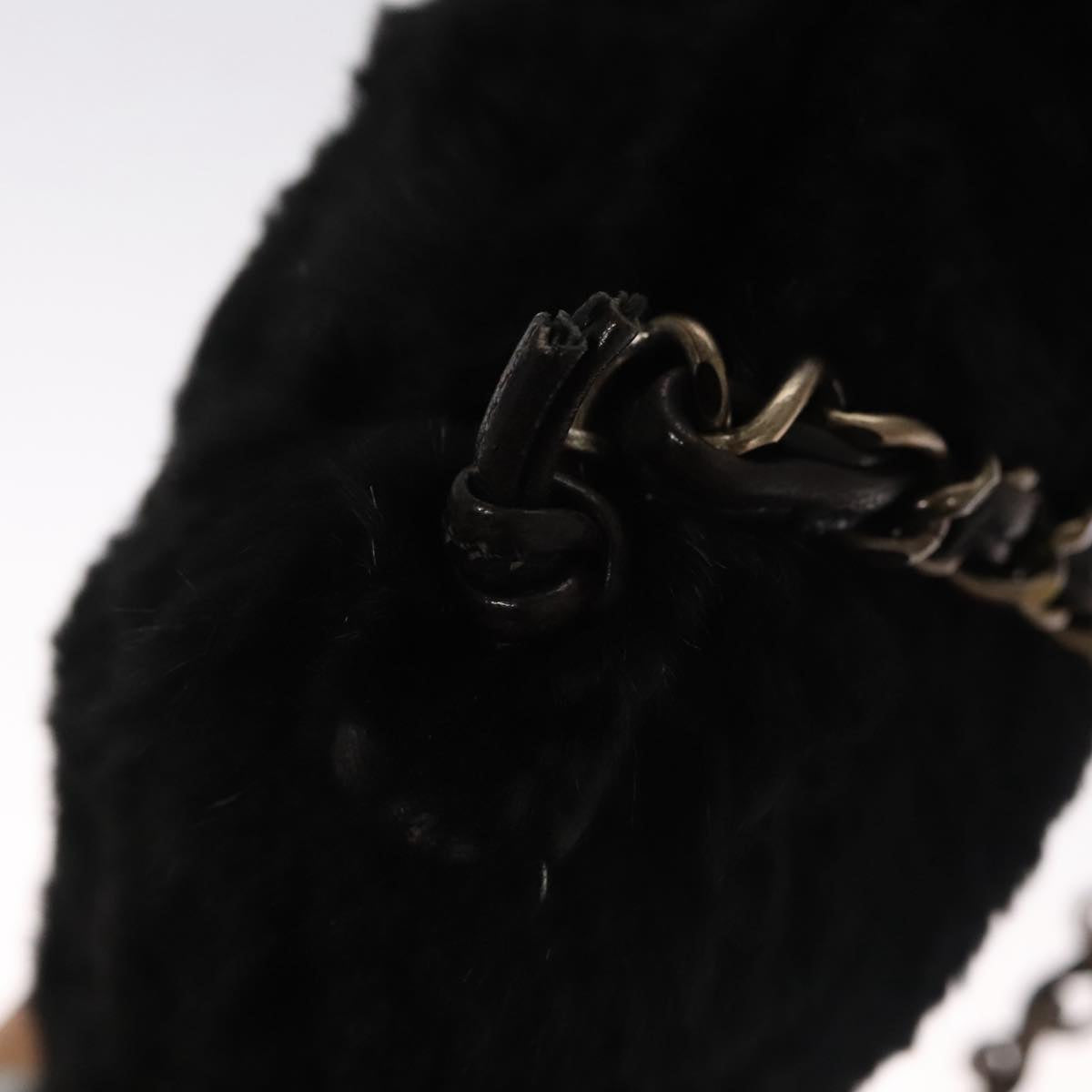 Chanel Coco Mark Black Faux Fur Shoulder Bag (Pre-Owned)