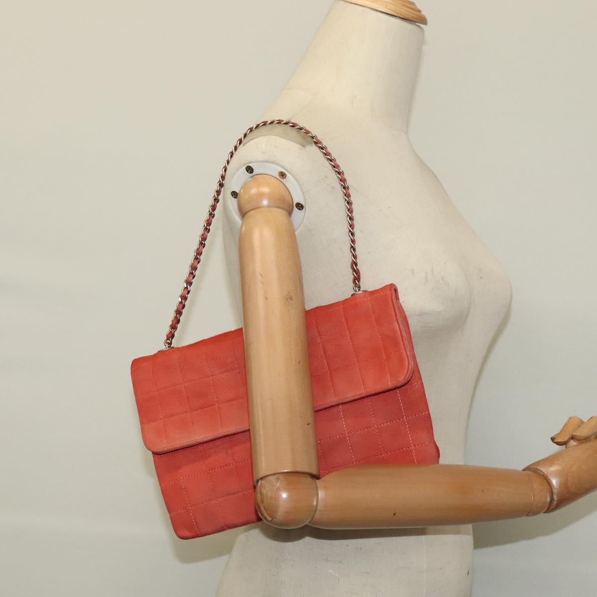 Chanel Chocolate Bar Red Suede Shoulder Bag (Pre-Owned)
