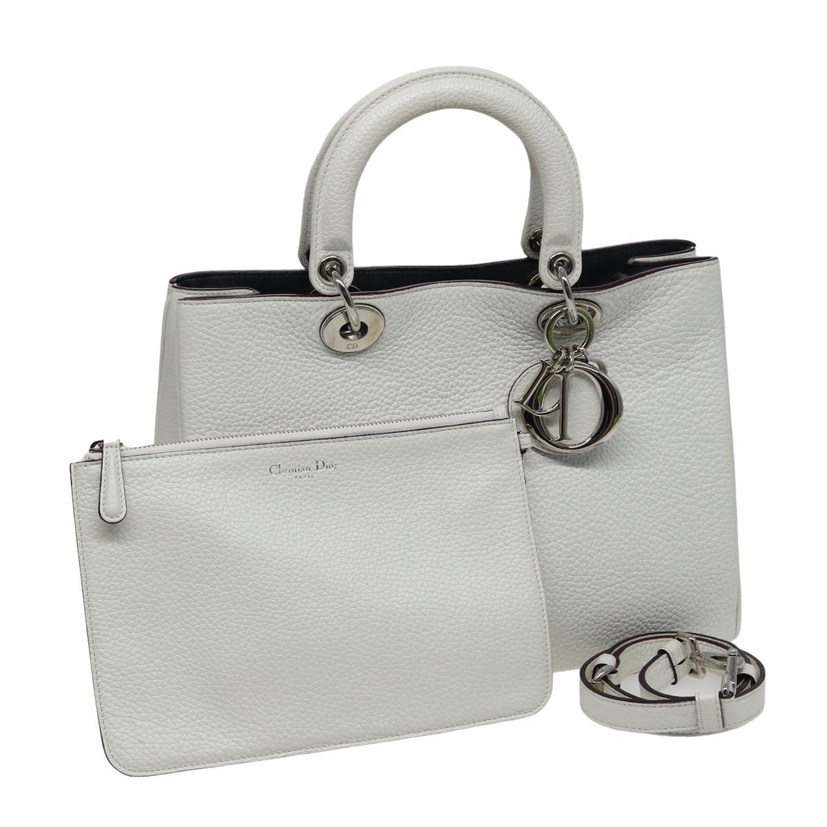 Dior Diorissimo White Leather Handbag (Pre-Owned)