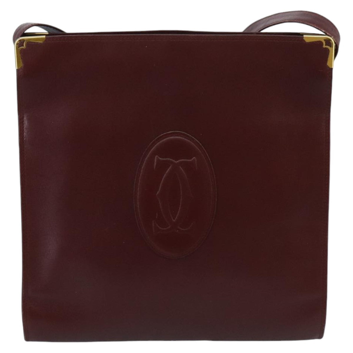 Cartier Must De Cartier Burgundy Leather Shoulder Bag (Pre-Owned)