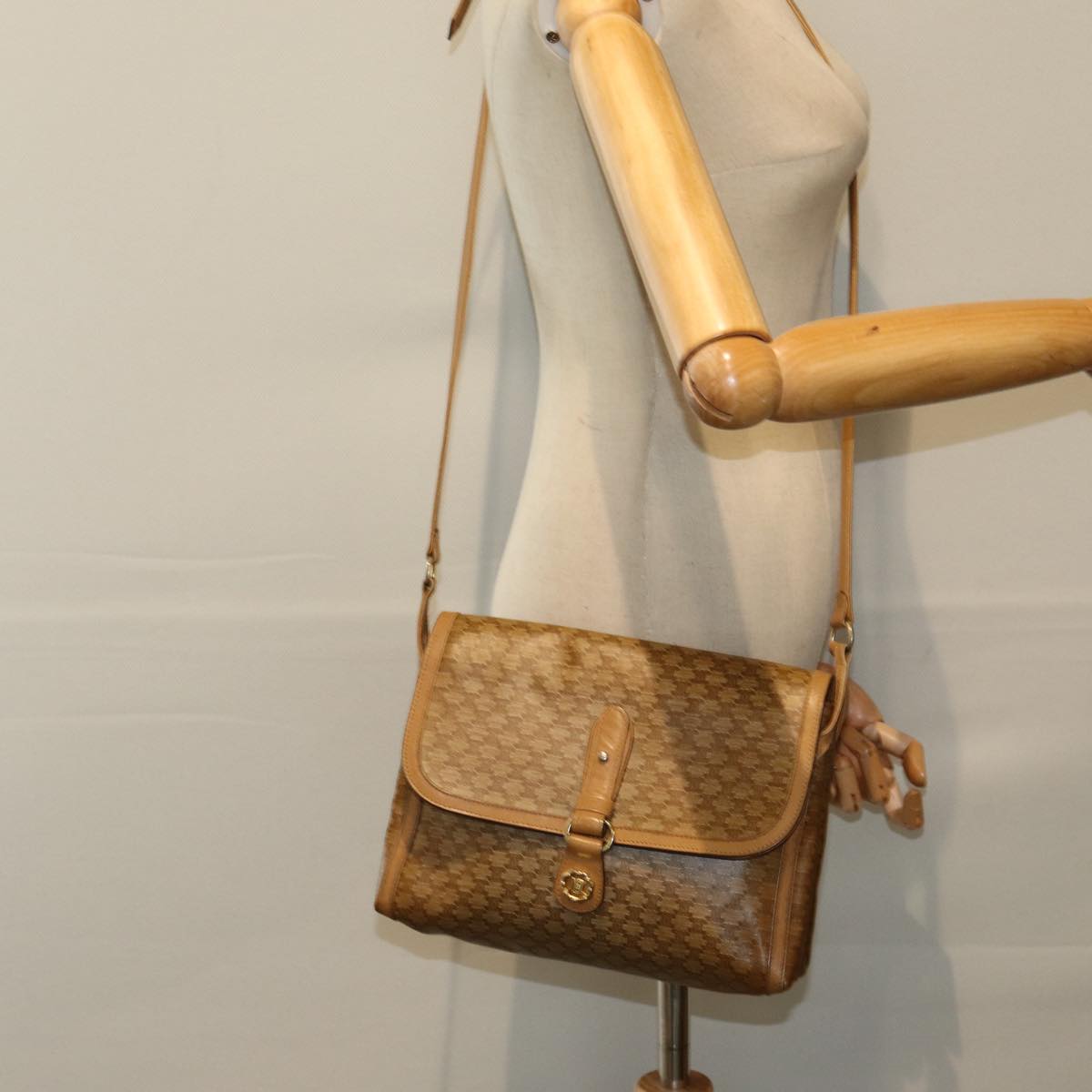 Céline Macadam Beige Canvas Shoulder Bag (Pre-Owned)