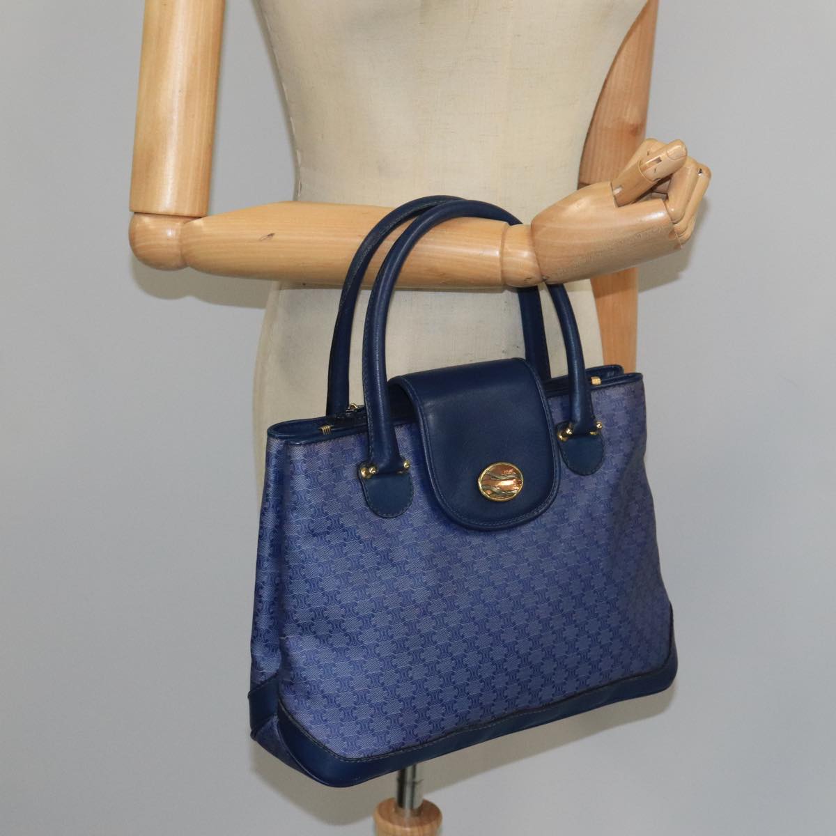 Céline Triomphe Navy Canvas Handbag (Pre-Owned)