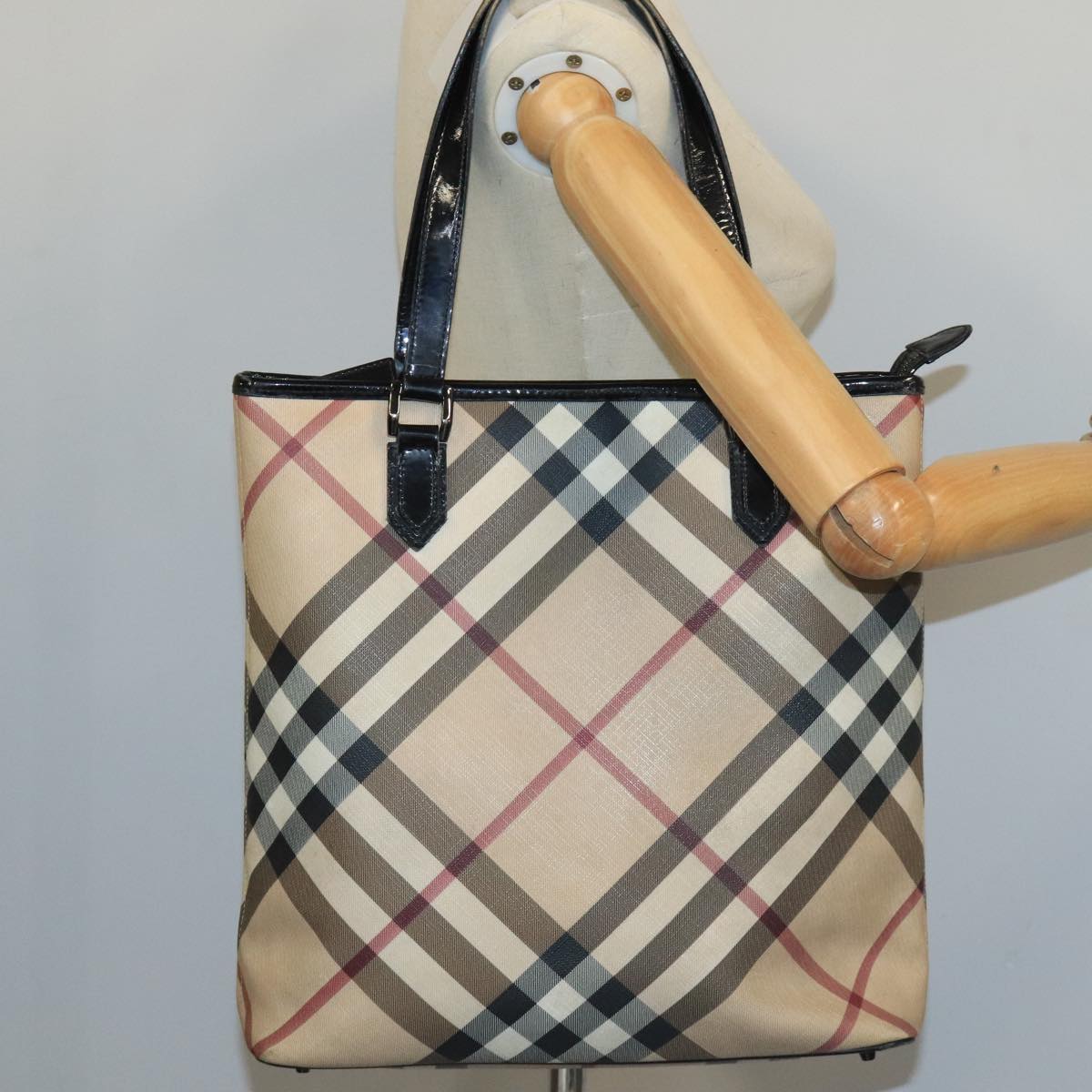 Burberry Nova Check Beige Canvas Tote Bag (Pre-Owned)