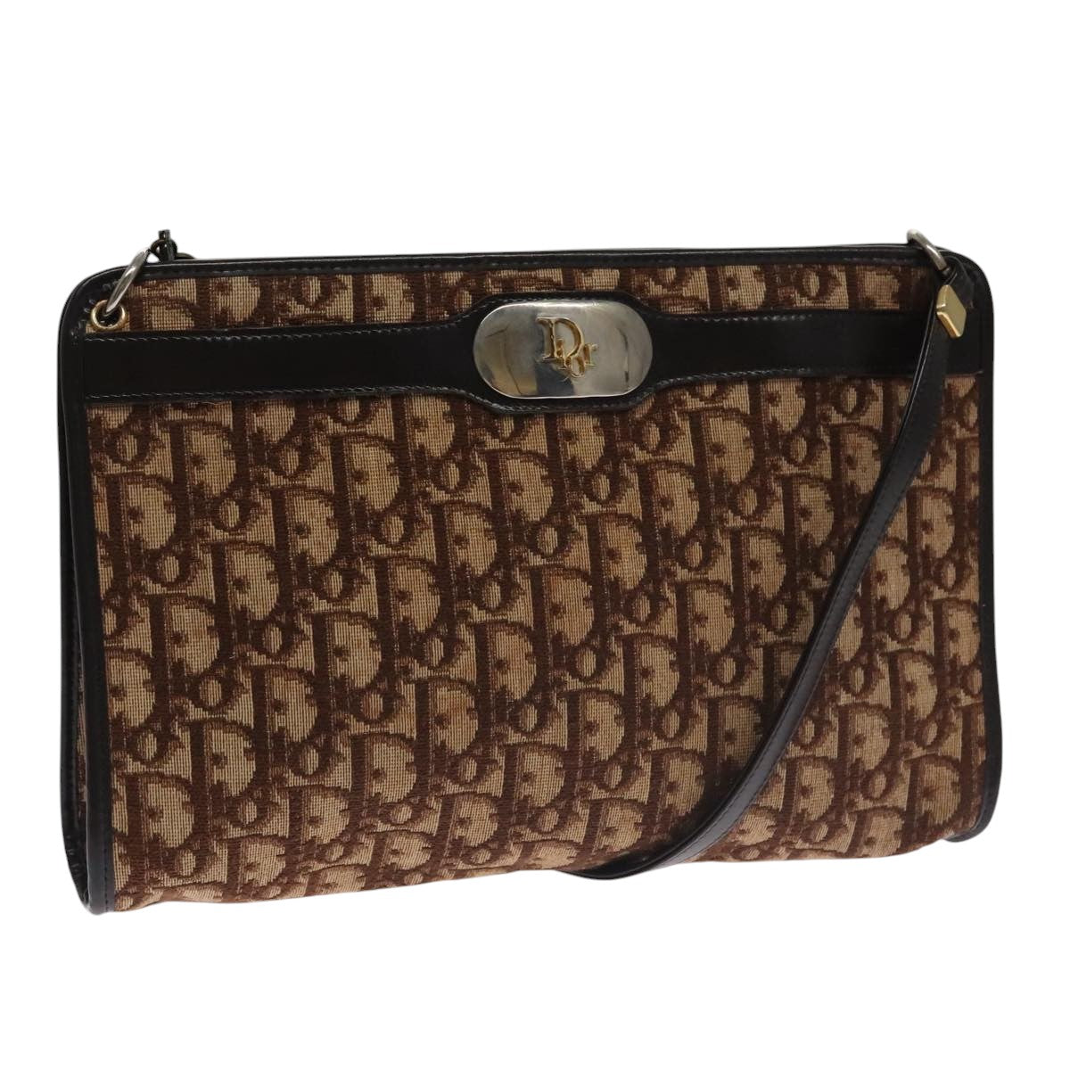 Dior Trotter Brown Canvas Shoulder Bag (Pre-Owned)