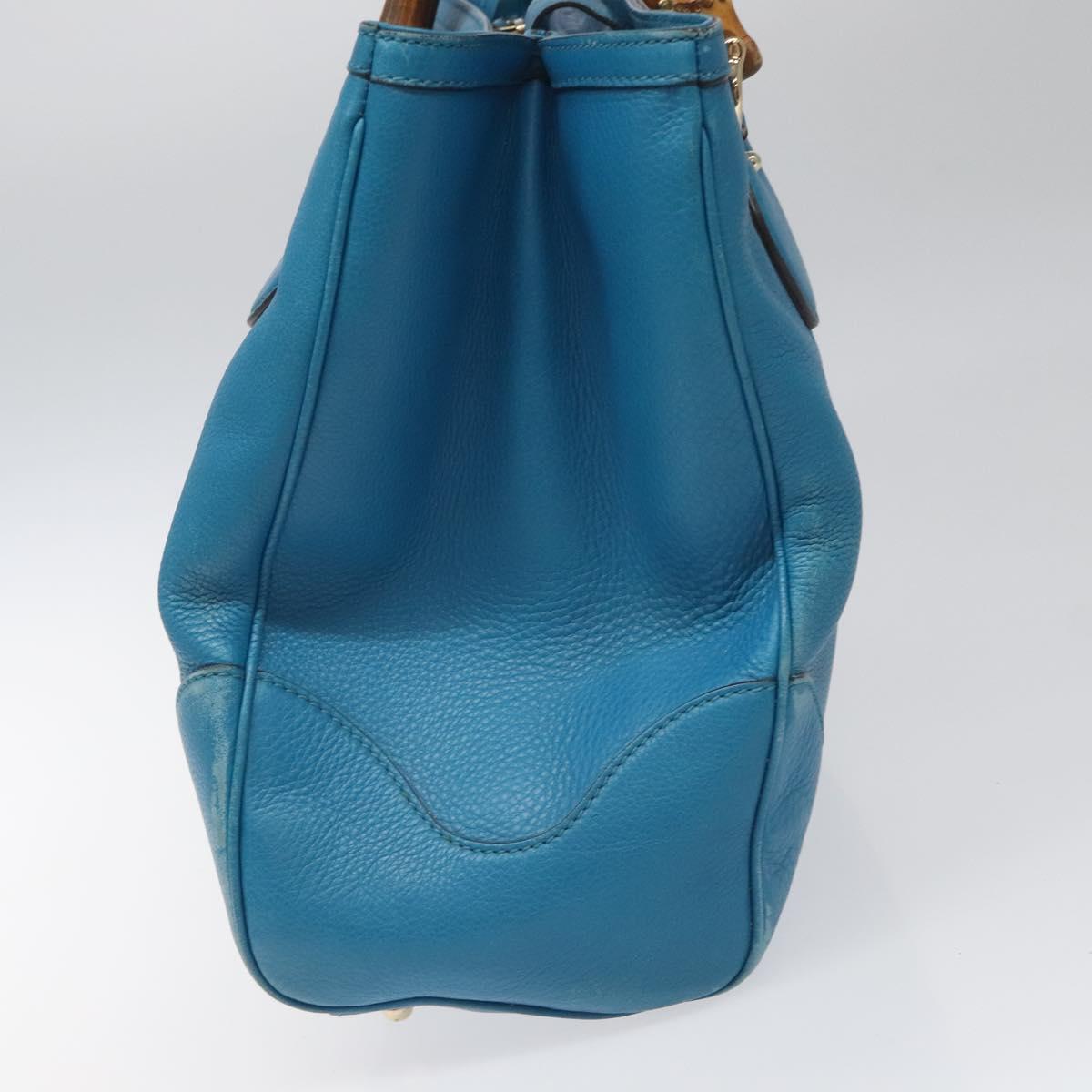Gucci Bamboo Blue Leather Handbag (Pre-Owned)