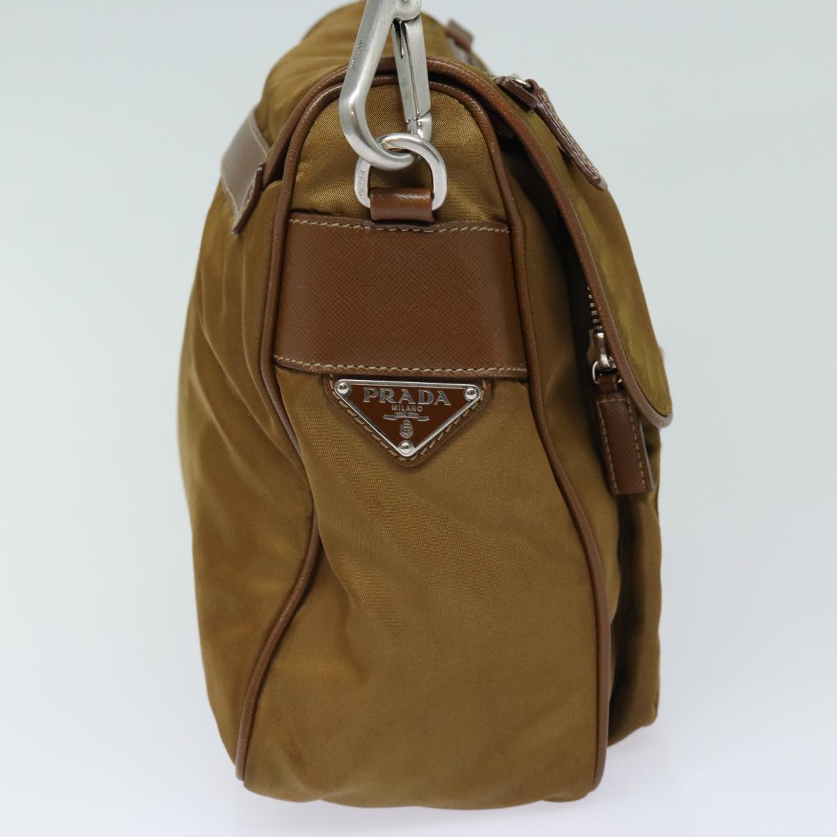 Prada Tessuto Brown Synthetic Shoulder Bag (Pre-Owned)