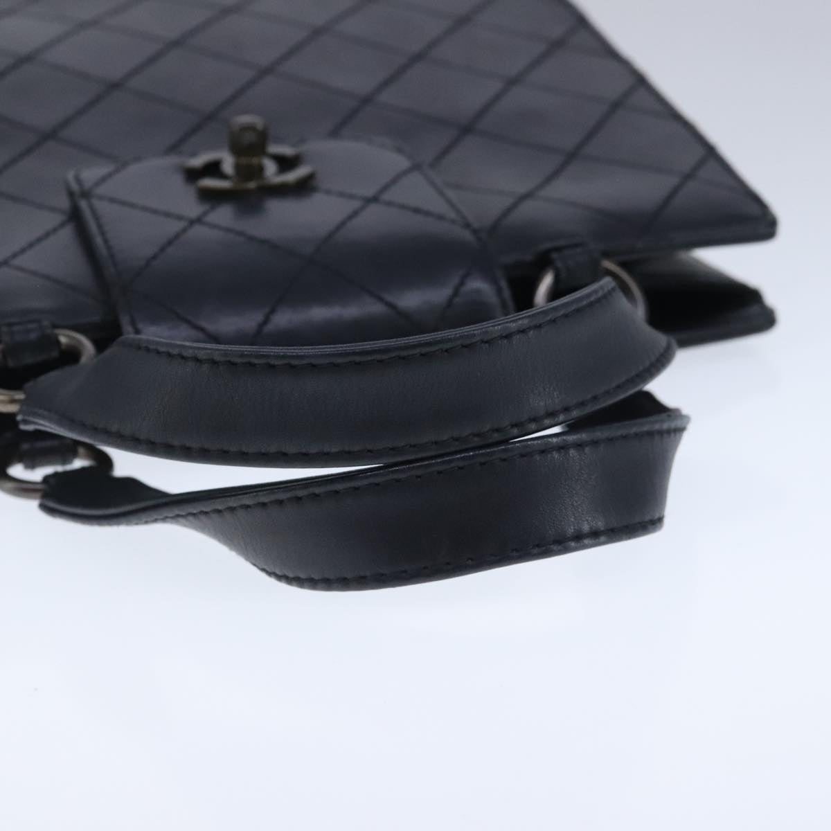 Chanel Coco Mark Black Leather Handbag (Pre-Owned)