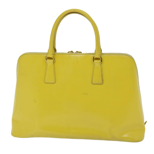 Prada Saffiano Yellow Patent Leather Handbag (Pre-Owned)