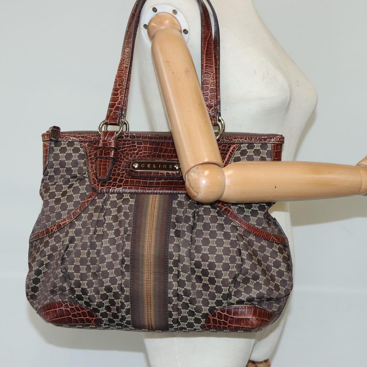 Céline Macadam Brown Canvas Shoulder Bag (Pre-Owned)
