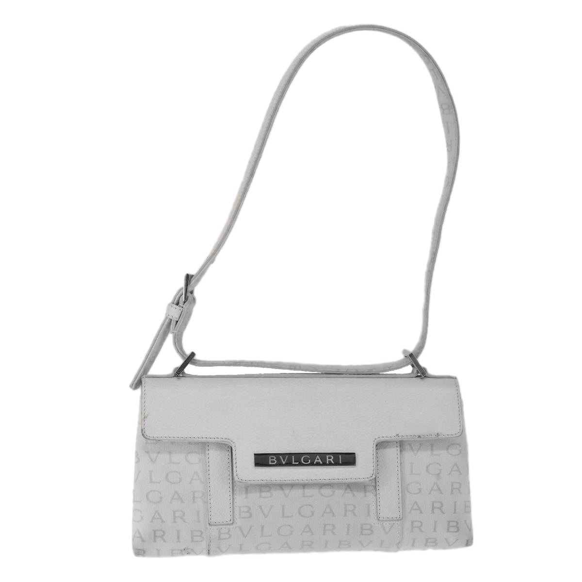 Bulgari Logo Mania Beige Canvas Shoulder Bag (Pre-Owned)
