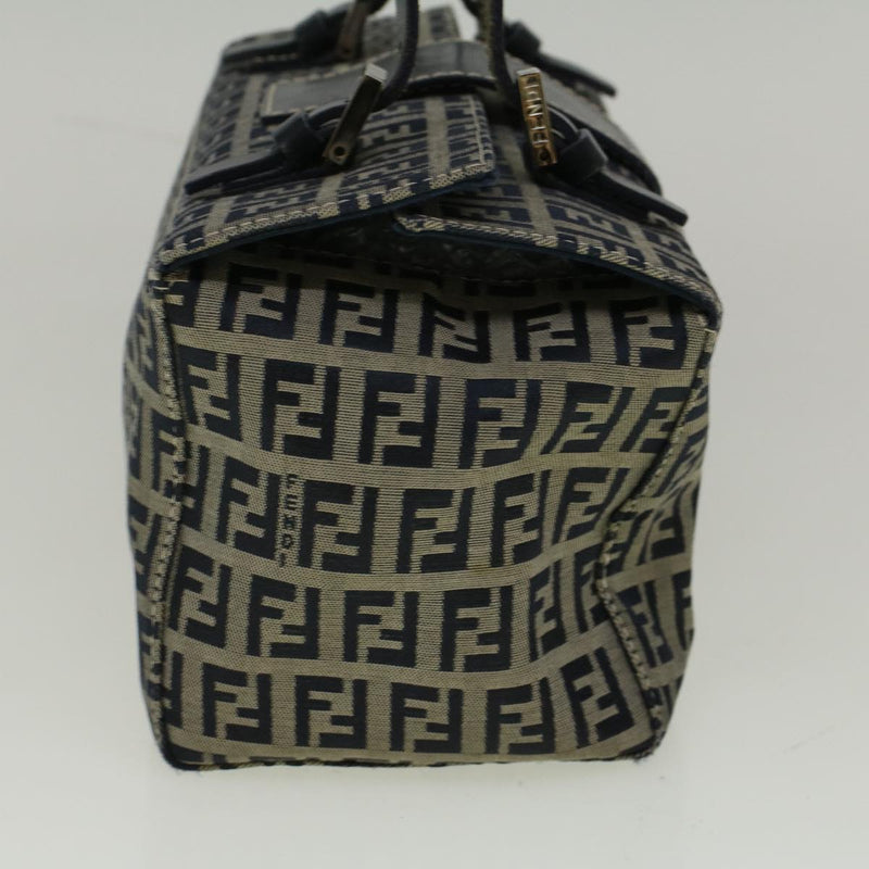 Fendi Zucchino Navy Canvas Handbag (Pre-Owned)
