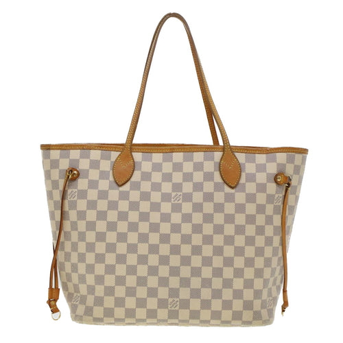 Louis Vuitton Neverfull White Canvas Tote Bag (Pre-Owned)