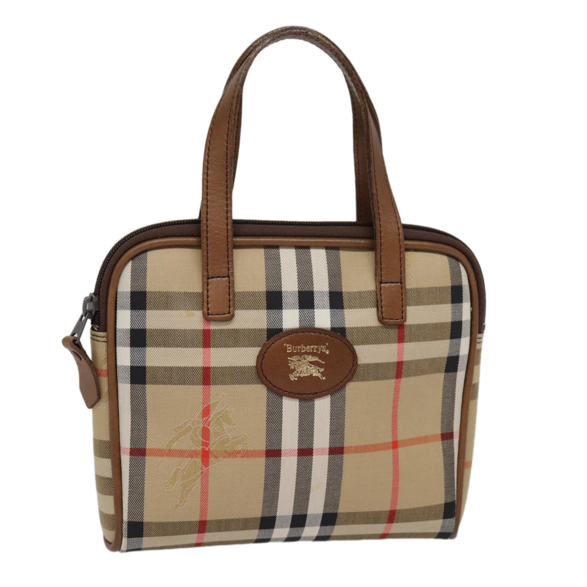 Burberry Nova Check Beige Canvas Handbag (Pre-Owned)