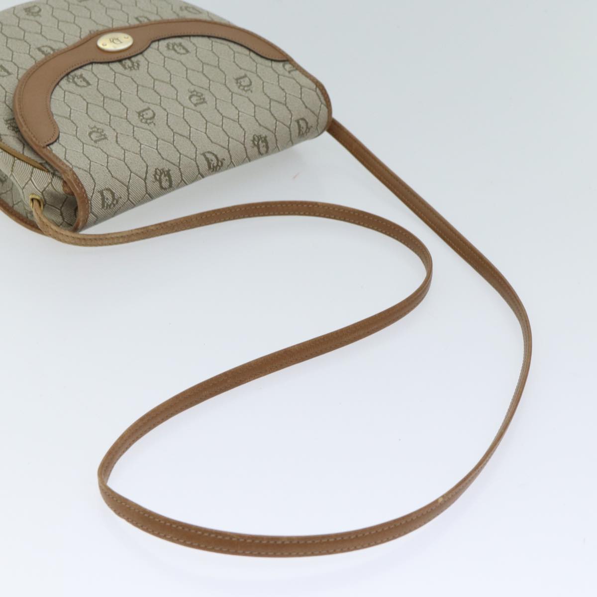 Dior Honeycomb Beige Canvas Shoulder Bag (Pre-Owned)