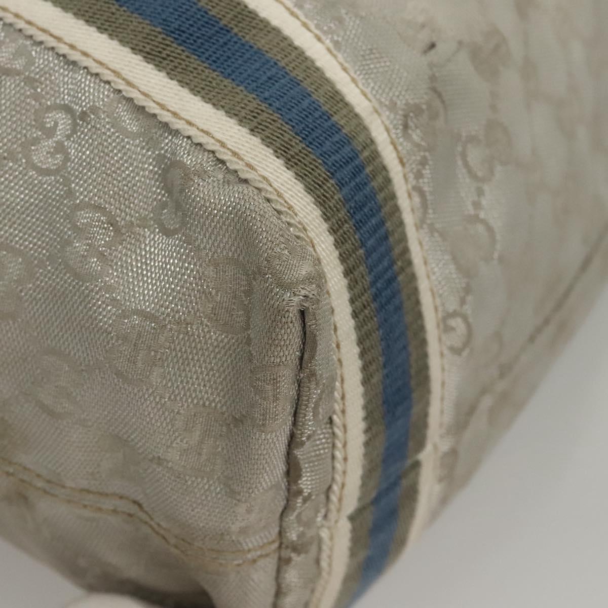 Gucci Sherry Silver Canvas Tote Bag (Pre-Owned)