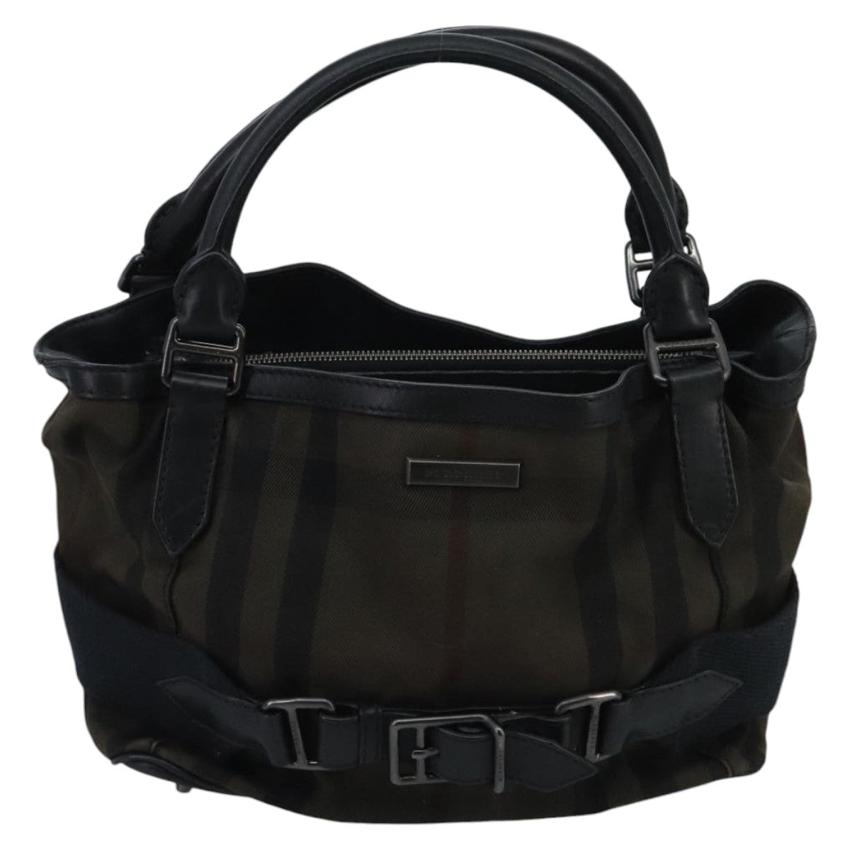 Burberry Nova Check Brown Canvas Handbag (Pre-Owned)