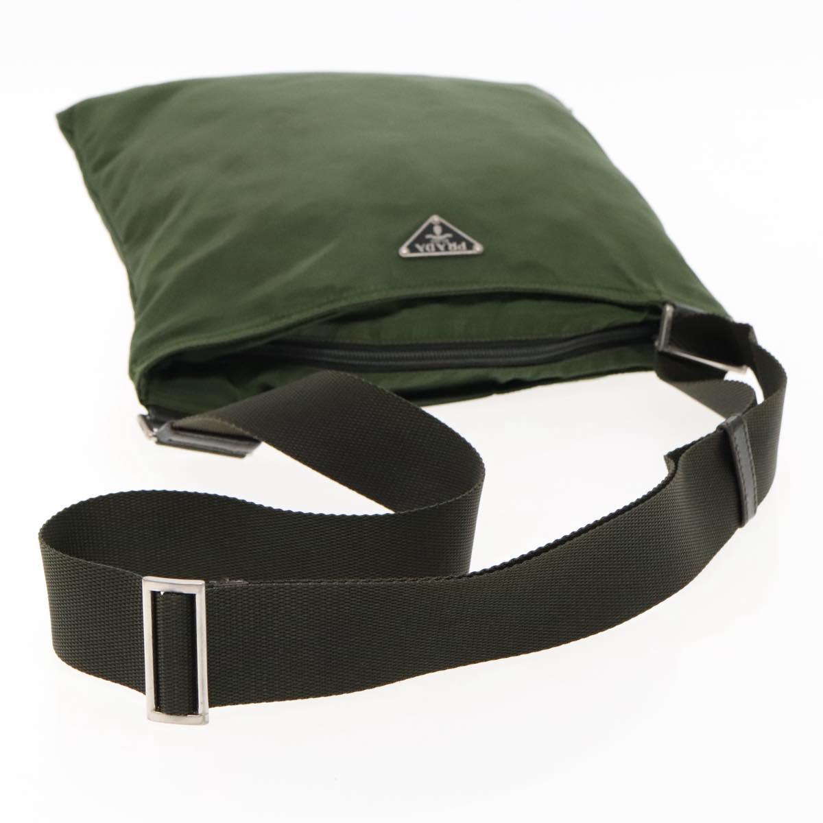 Prada Re-Nylon Khaki Canvas Shoulder Bag (Pre-Owned)