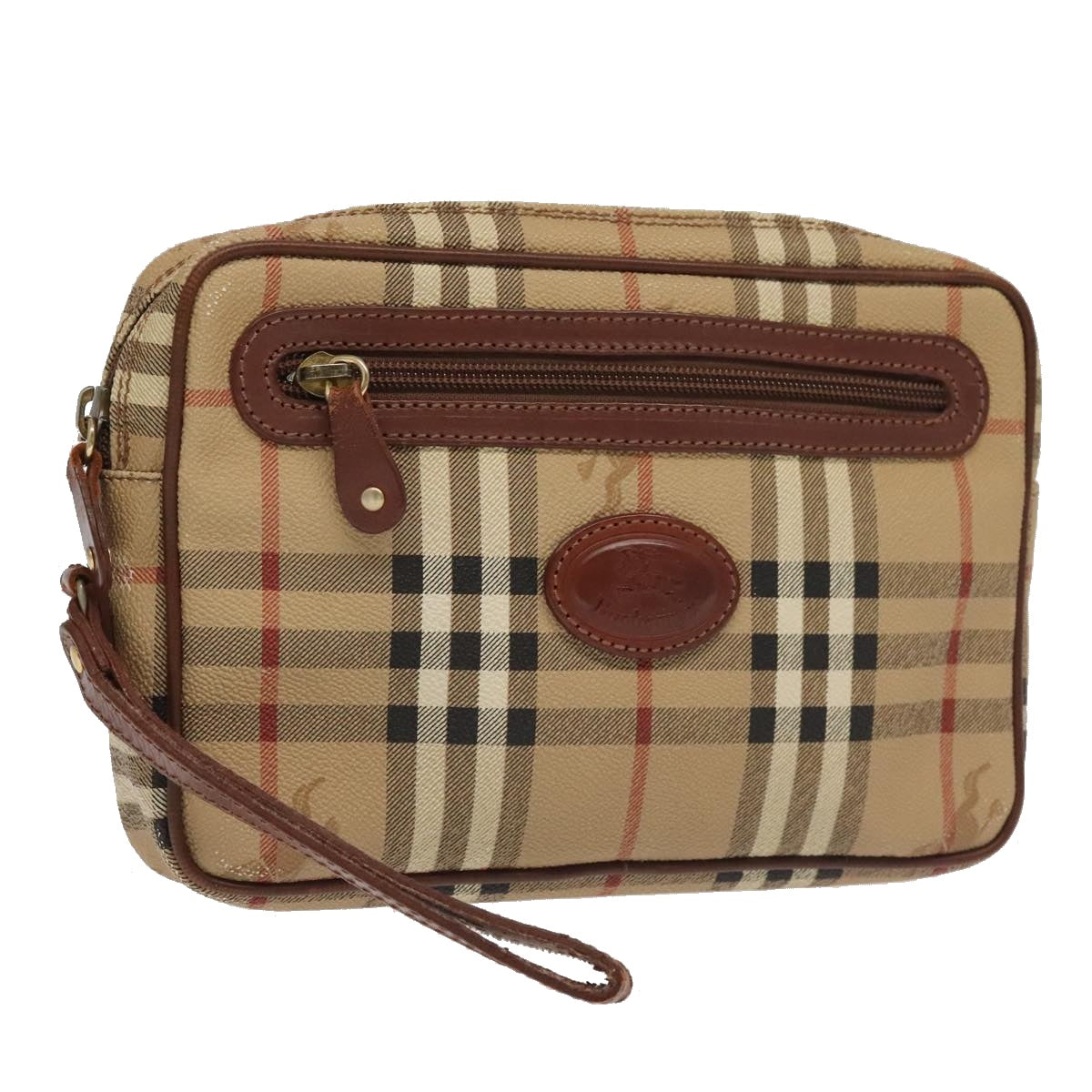 Burberry Nova Check Beige Canvas Clutch Bag (Pre-Owned)