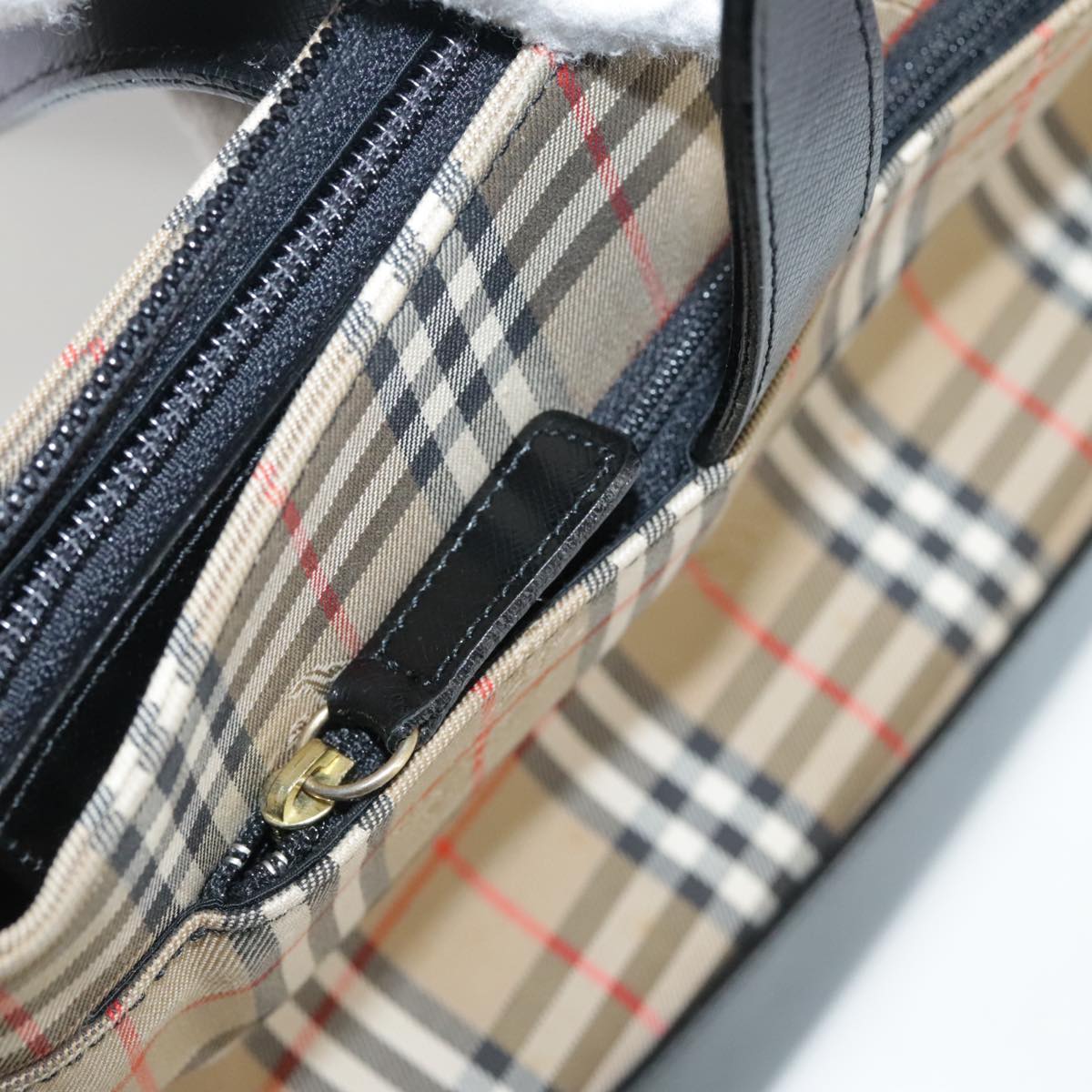 Burberry Nova Check Beige Canvas Handbag (Pre-Owned)