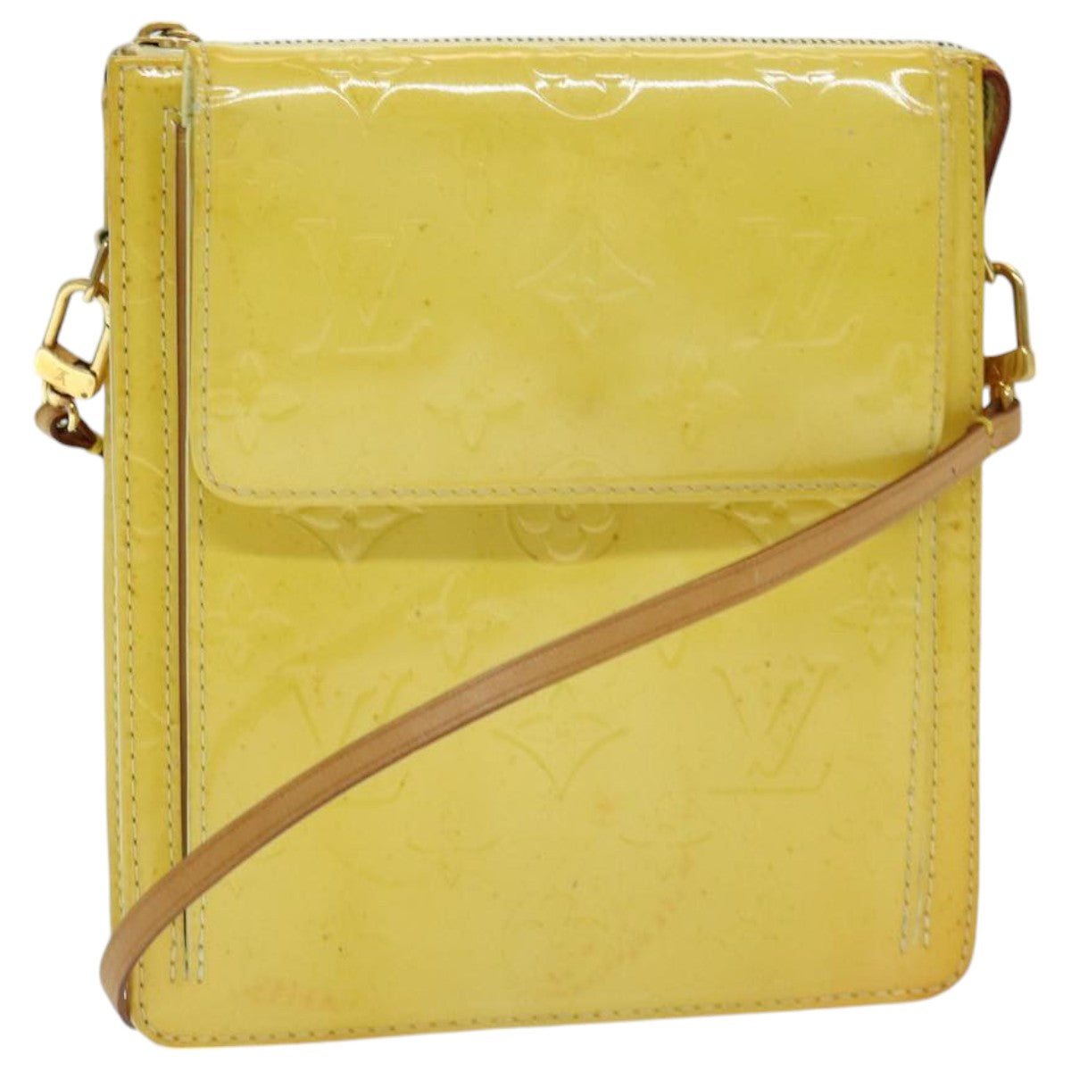 Louis Vuitton Mott Yellow Patent Leather Clutch Bag (Pre-Owned)