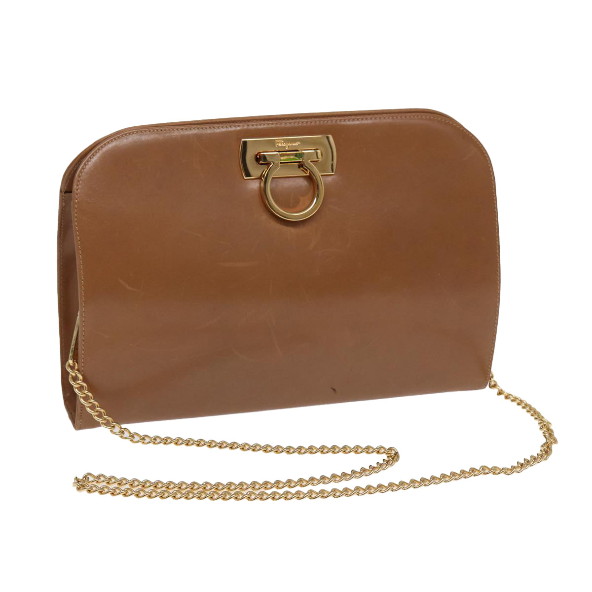 Salvatore Ferragamo Gold Leather Shoulder Bag (Pre-Owned)