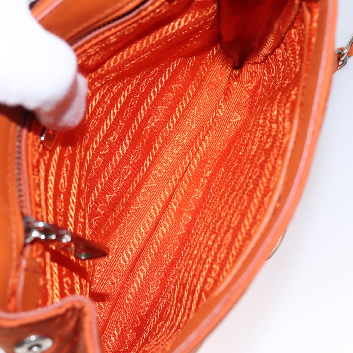 Prada Tessuto Orange Synthetic Shoulder Bag (Pre-Owned)