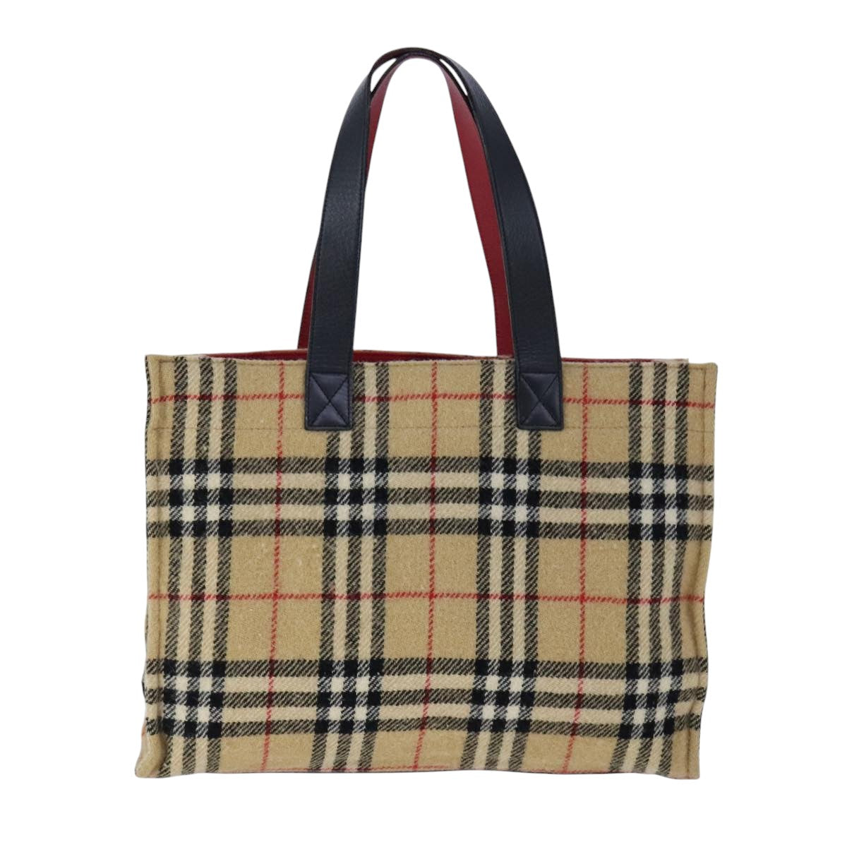 Burberry Nova Check Beige Cotton Handbag (Pre-Owned)