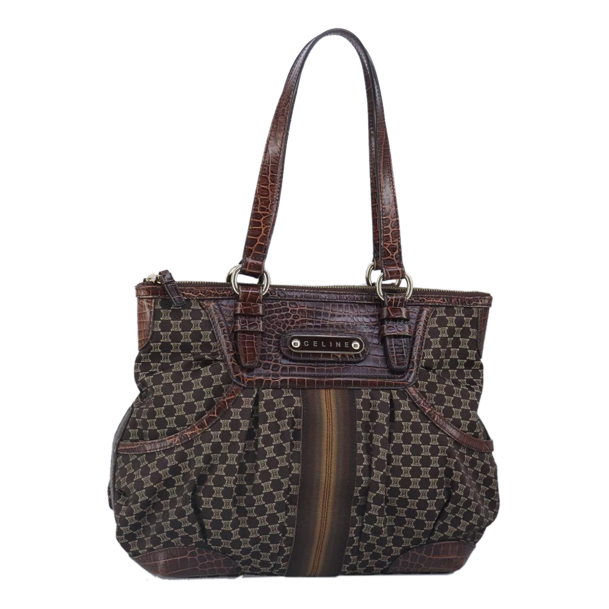 Céline Macadam Brown Canvas Shoulder Bag (Pre-Owned)
