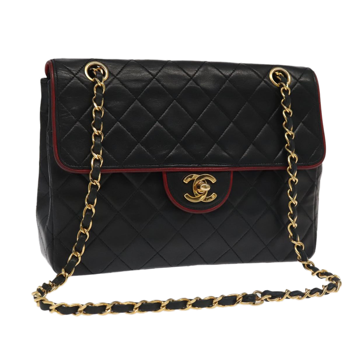 Chanel Coco Mark Black Leather Shoulder Bag (Pre-Owned)