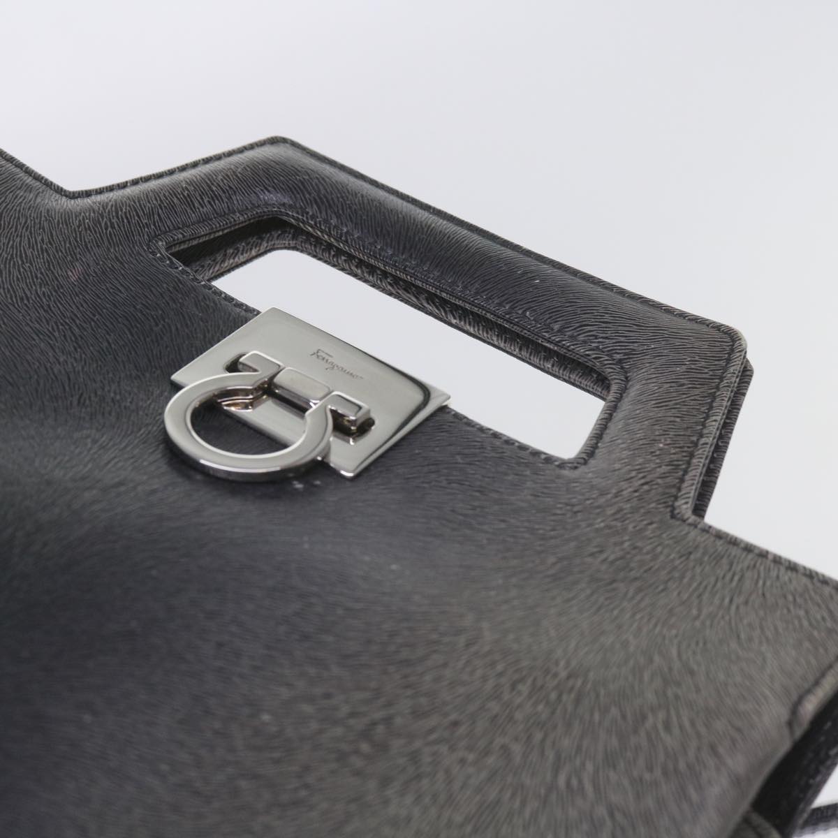 Salvatore Ferragamo Gancini Black Leather Handbag (Pre-Owned)
