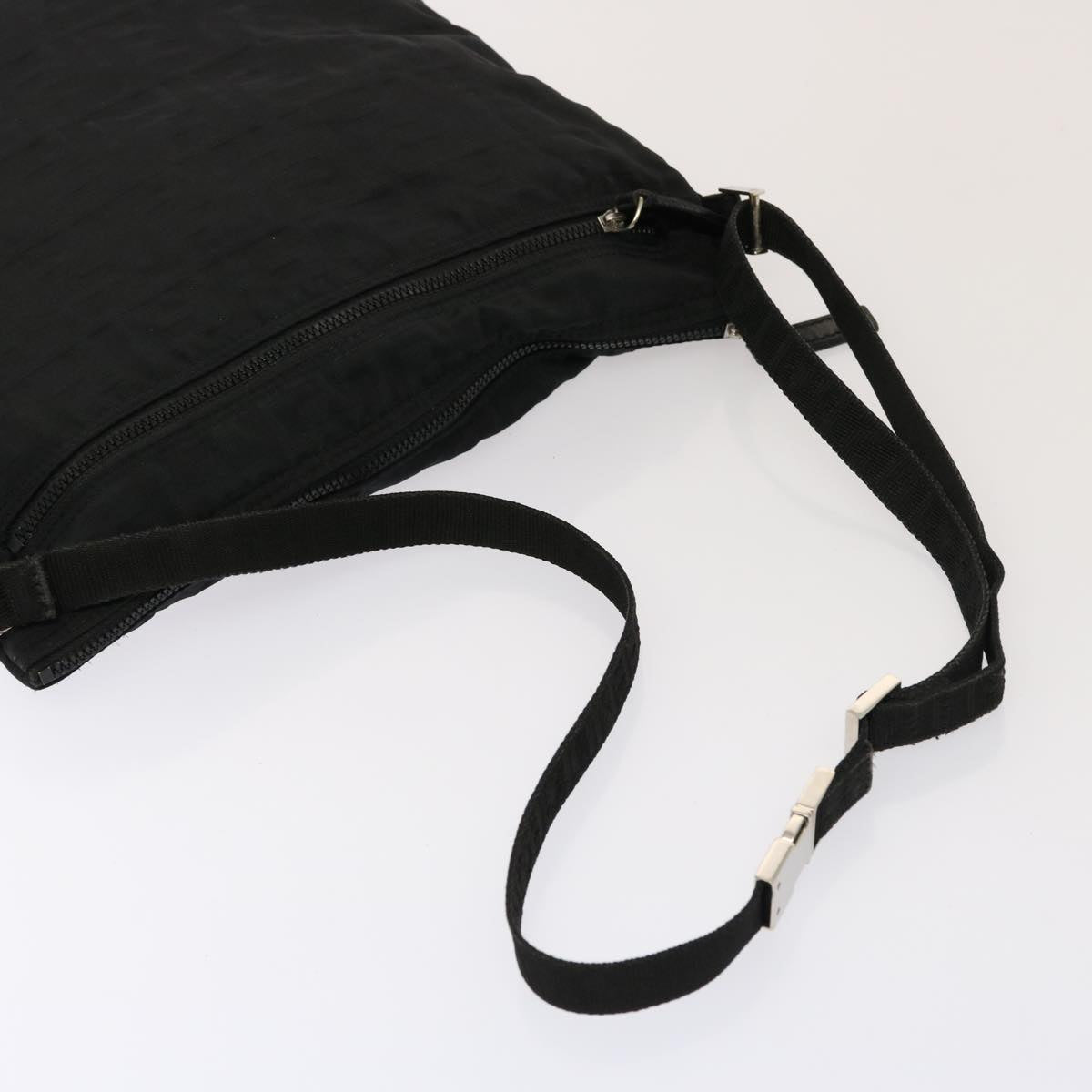 Fendi Zucca Black Canvas Shoulder Bag (Pre-Owned)