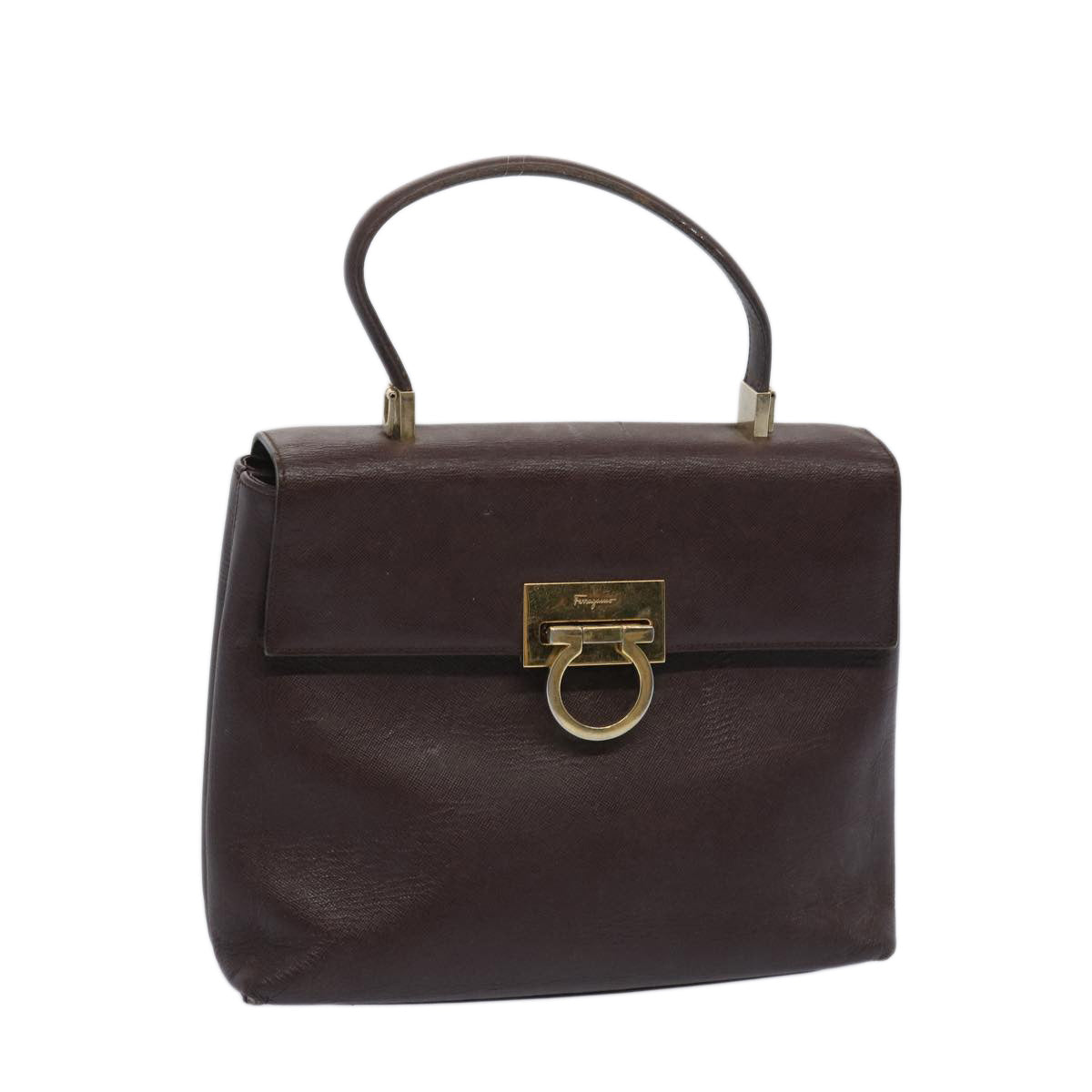 Salvatore Ferragamo Gancini Brown Leather Handbag (Pre-Owned)