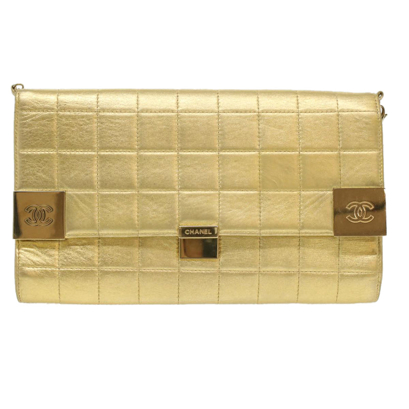 Chanel Chocolate Bar Gold Leather Shoulder Bag (Pre-Owned)