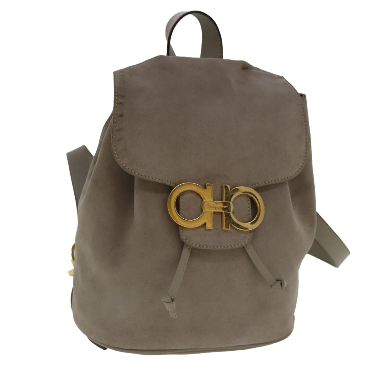 Salvatore Ferragamo Gancini Beige Suede Backpack Bag (Pre-Owned)