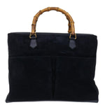 Gucci Bamboo Black Suede Tote Bag (Pre-Owned)