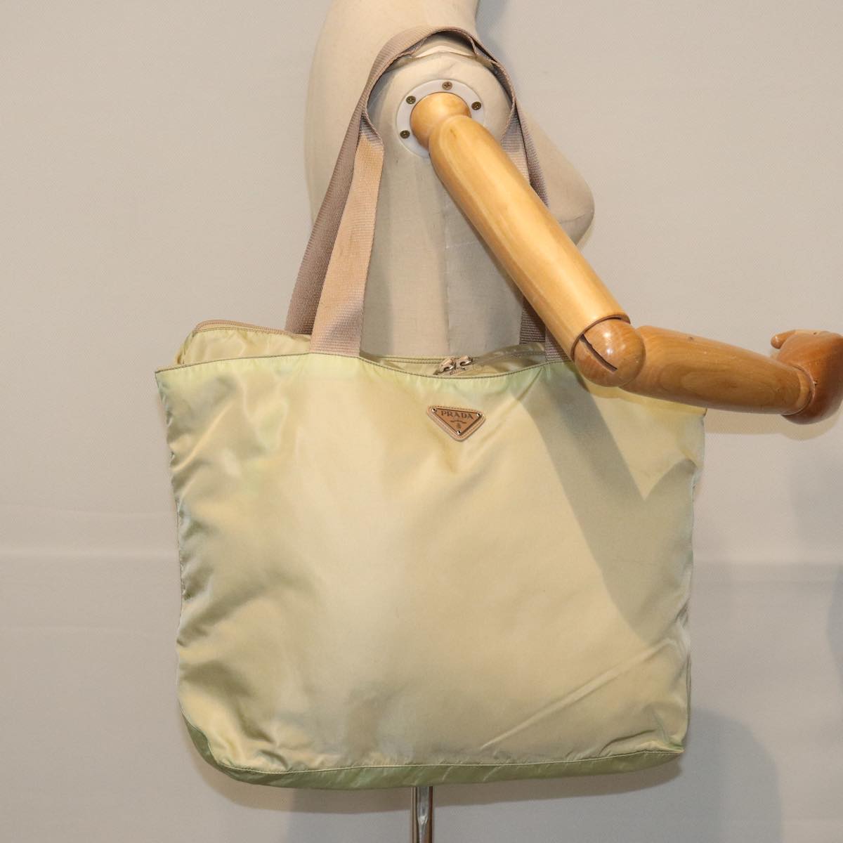 Prada Tessuto Khaki Synthetic Tote Bag (Pre-Owned)