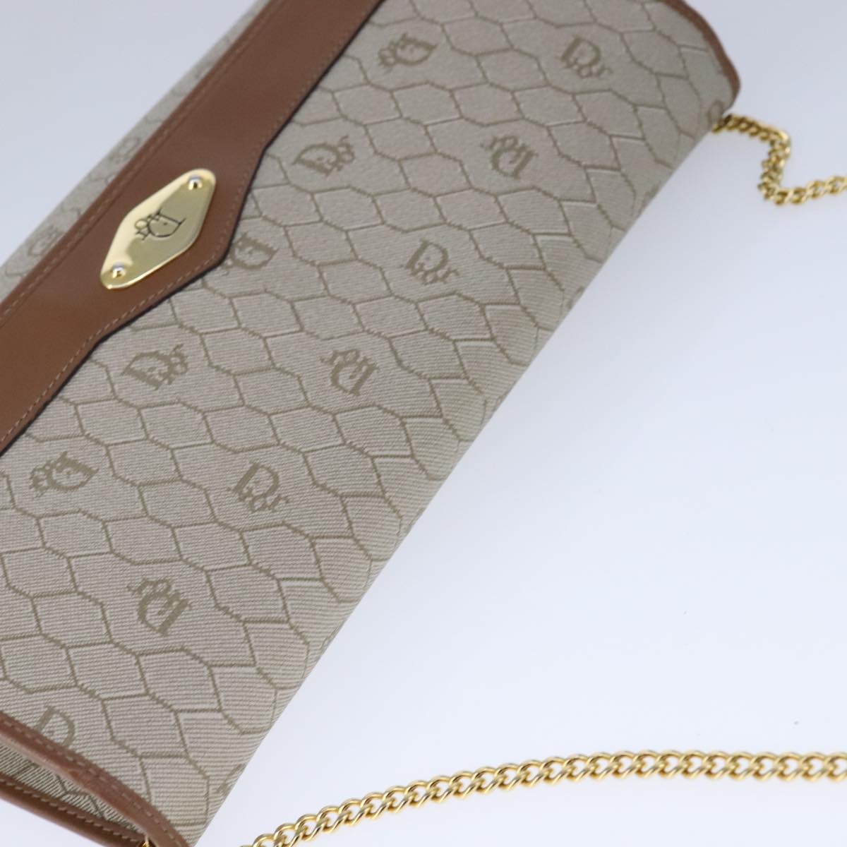 Dior Honeycomb Beige Canvas Shoulder Bag (Pre-Owned)