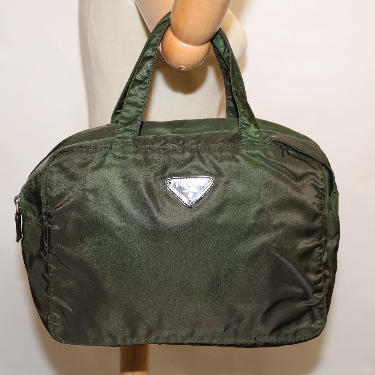 Prada Tessuto Green Synthetic Handbag (Pre-Owned)