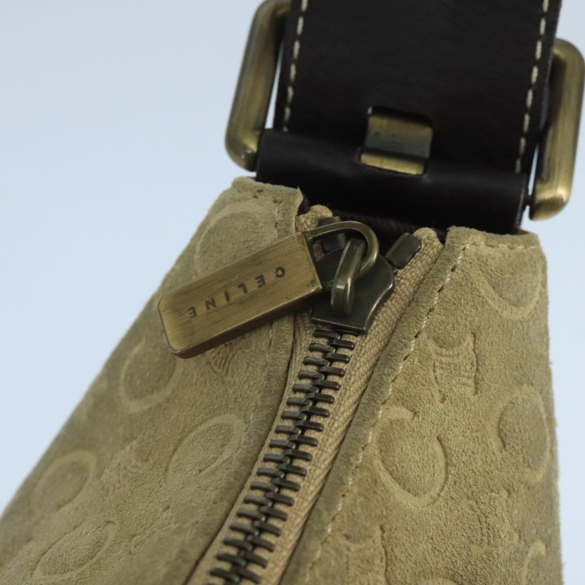Céline Macadam Beige Suede Shoulder Bag (Pre-Owned)