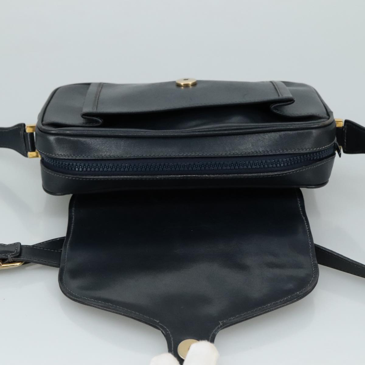 Gucci Interlocking G Navy Leather Shoulder Bag (Pre-Owned)