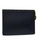 Louis Vuitton Pochette Voyage Navy Leather Clutch Bag (Pre-Owned)