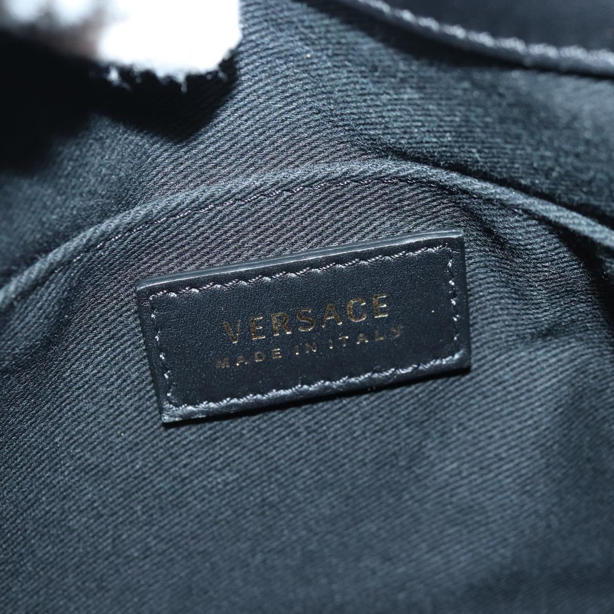 Versace Virtus Black Leather Backpack Bag (Pre-Owned)