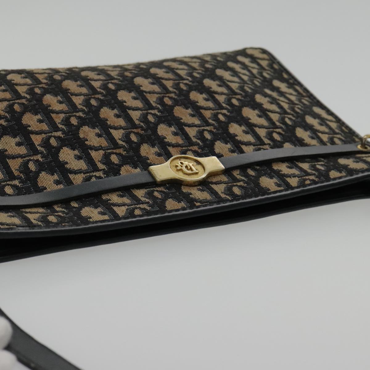 Dior Trotter Navy Canvas Shoulder Bag (Pre-Owned)