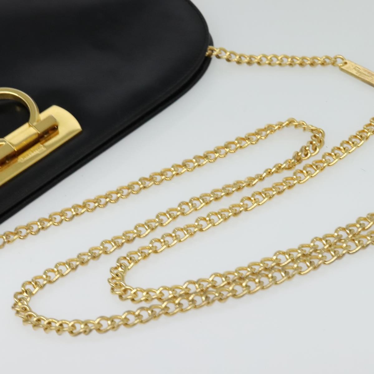 Salvatore Ferragamo Gancini Black Leather Shoulder Bag (Pre-Owned)