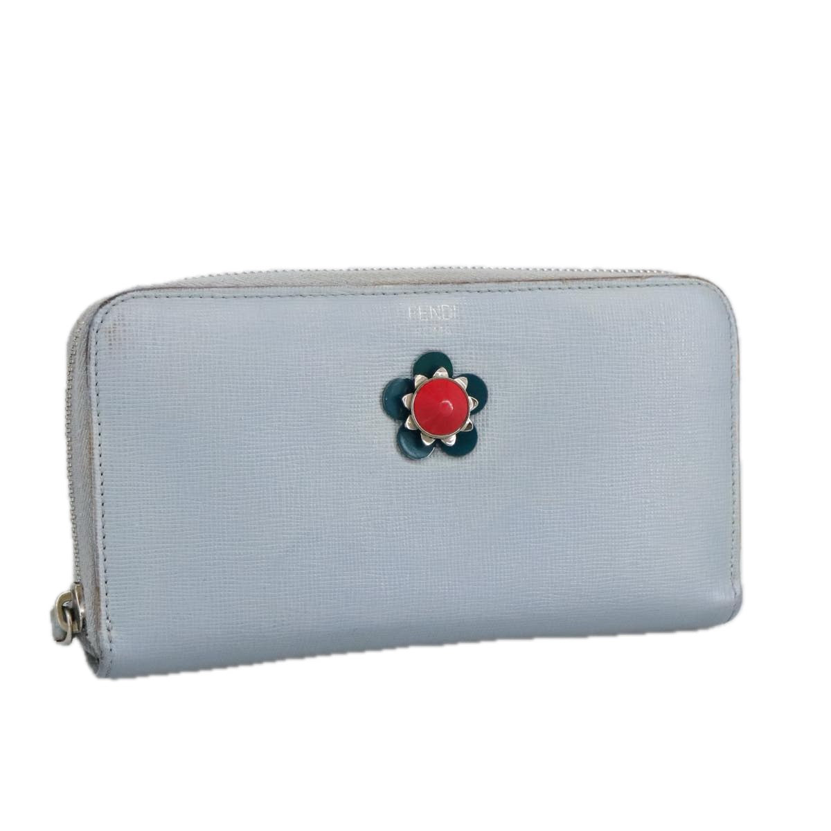 Fendi Continental Blue Leather Wallet  (Pre-Owned)