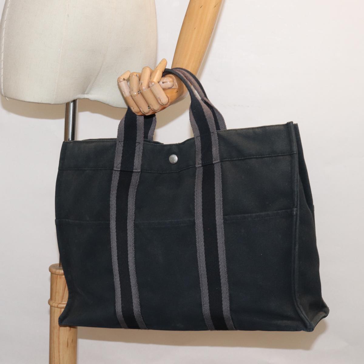 Hermès Fourre Tout Black Canvas Tote Bag (Pre-Owned)