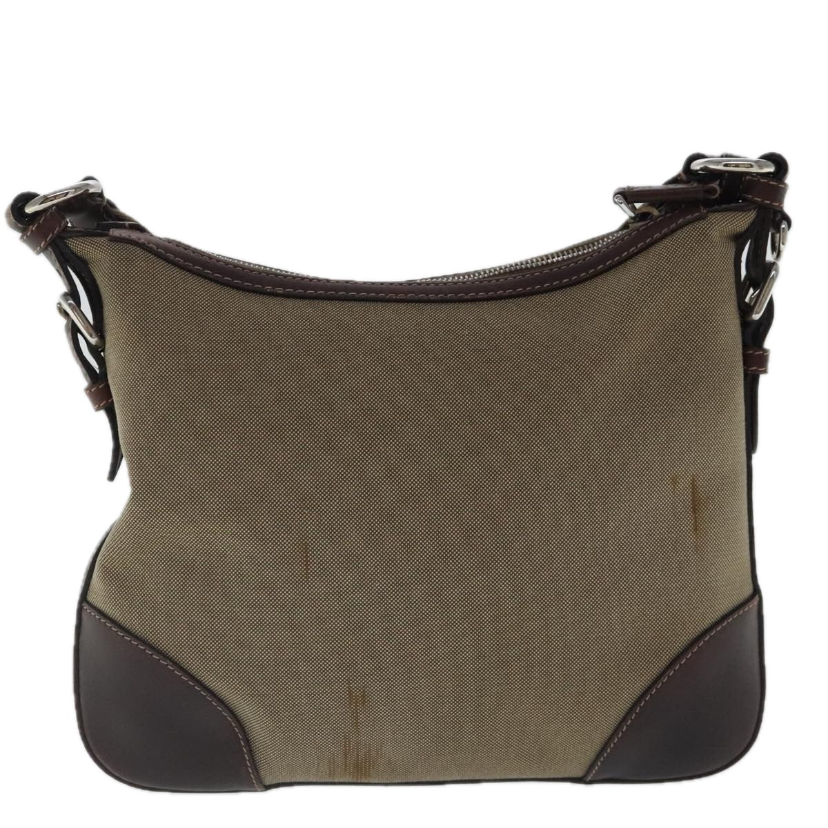 Prada Canapa Beige Canvas Shoulder Bag (Pre-Owned)