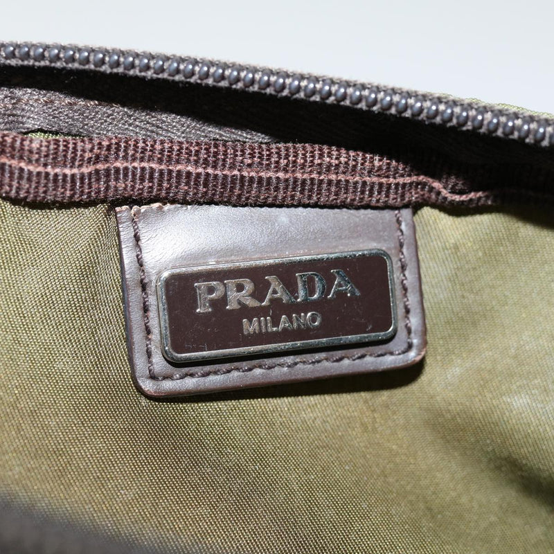 Prada Saffiano Khaki Synthetic Clutch Bag (Pre-Owned)