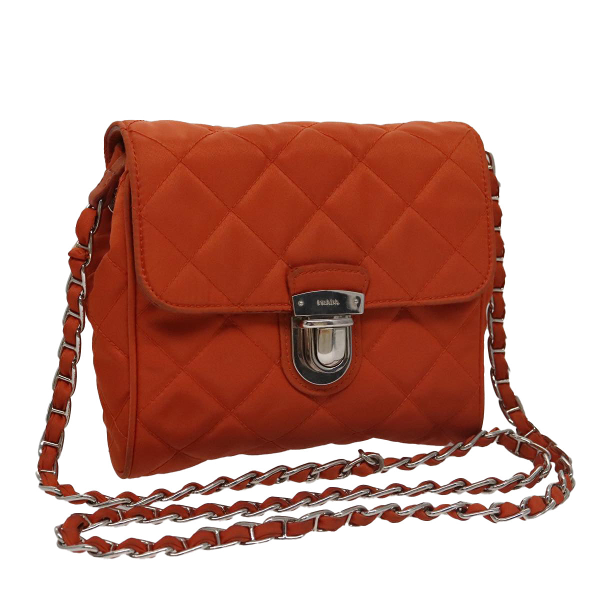 Prada Tessuto Orange Synthetic Shoulder Bag (Pre-Owned)